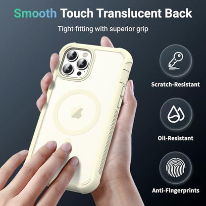 Magnetic for iPhone 12 Pro Max Case Heavy Duty Protection Antique White | Compatible with MagSafe,Military Grade Drop Protection,Translucent Matte,Non-Slip,Shockproof 2-Layer Durable Bumper Case - color: Antique White, size: iPhone 12 Pro Max