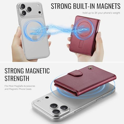 for Magsafe Magnetic Phone Wallet Card Holder, Elegant Wine Red - color: Elegant Wine Red