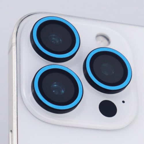 Luminous Camera Lens Protector for iPhone 16 Pro / 16 Pro Max Metal Ring Tempered Glass Glow in The Dark Lens Cover (3PCS) (Blue, for iPhone 16 Pro/16 Pro Max) - color: Blue