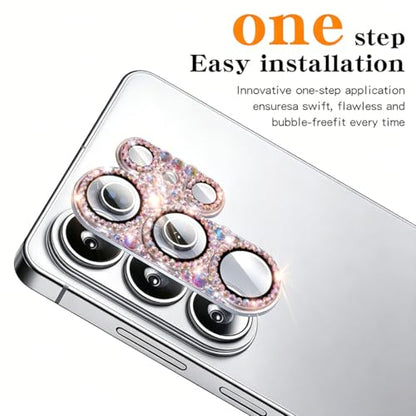 Bling Diamond Camera Lens Protector Compatible with Samsung Galaxy S26 Ultra, Metal Glitter Gem Camera Cover，9H Tempered Glass lens full Screen Sparkle Rhinestone Protector - color: for Galaxy S26 Ultra