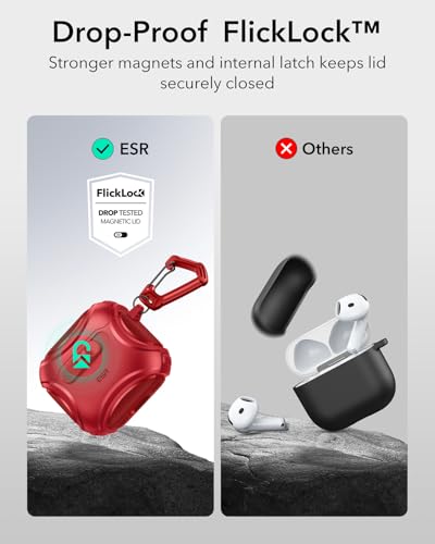 ESR for AirPods 5/4 Case, Compatible with MagSafe, Drop-Proof Lock, Red - color: Red, size: AirPods 5&4 Case