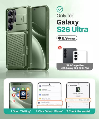 GolbinBox for Samsung Galaxy S26 Ultra Case with Wallet & Lock, Jade Green | Card Holder, Slide Camera Cover, Built-in Safety Lock & RFID Protection, Holds 4~5 Cards or Cash, S26 Ultra Wallet Case 6.9'' - color: Jade Green