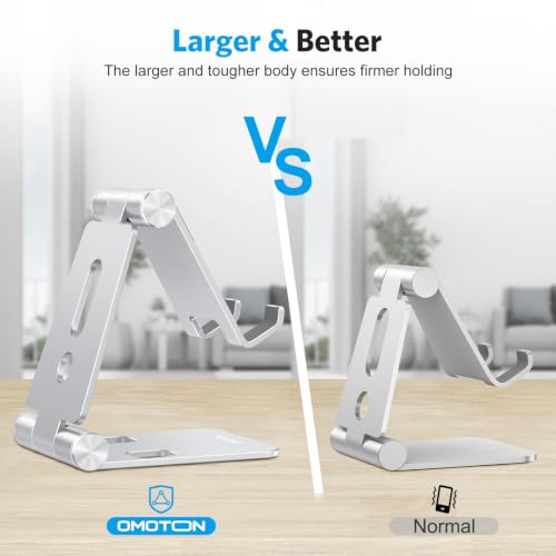 OMOTON Foldable Cell Phone Stand, C4 Portable Aluminum Phone Holder - color: A-Silver