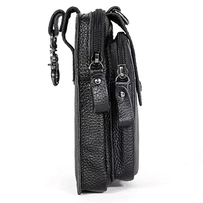 Leather Waist Pack Phone Belt Bag for Men Loop Holster Wallet Cellphone Case Pouch Pack Clip Money Purse - color: #03black