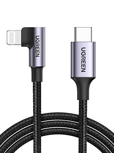UGREEN MFi Certification Lightning Cable - 90 Degree USB C to Lightning Cable 3FT Compatible with iPhone 14/14 Pro/14 Pro Max, iPhone 13/12/11/X/XR/XS/8 Series, iPad, AirPods Pro - size: 3FT