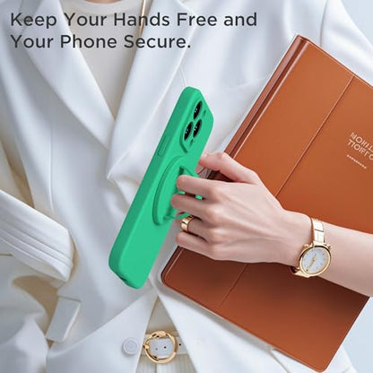 Upgraded Magnetic Phone Grip, Liquid Silicone Soft and Portable, Removable Finger Loop Ring Grip Holder for iPhone, Strong Magnetic Attraction, Compatible with MagSafe Phone Case, Emerald Green - color: Emerald Green