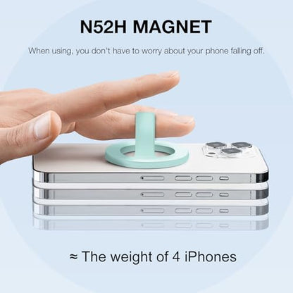 Magnetic Silicone Phone Grip | Super Strong Magnetic Design, 360° Rotation, Comfortable Grip, Compatible with iPhone 16/15/14/13/12 Series, Perfect for Selfies and Watching Videos (Light Cyan) - color: Light Cyan