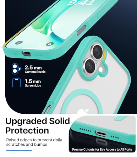 CAHEJILU Magnetic for iPhone 16 Case,[Compatible with MagSafe][Military Grade Drop Protection] Anti-Fingerprint Translucent Matte Shockproof Protective Case for iPhone 16 Phone Case 6.1",Sky Blue - color: Sky Blue