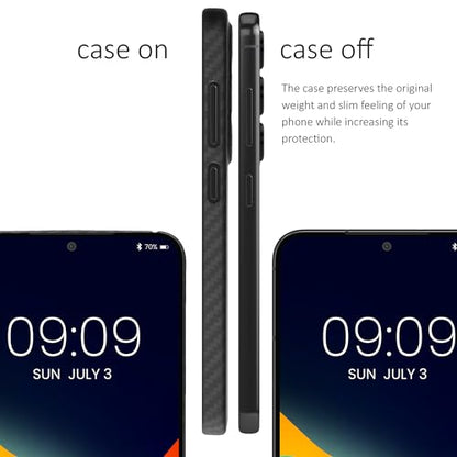 kalibri Aramid Fiber Case Compatible with Samsung Galaxy S24 Plus - Case Super Slim Strong Protective Phone Cover - Black Matte - size: Galaxy S24 Plus