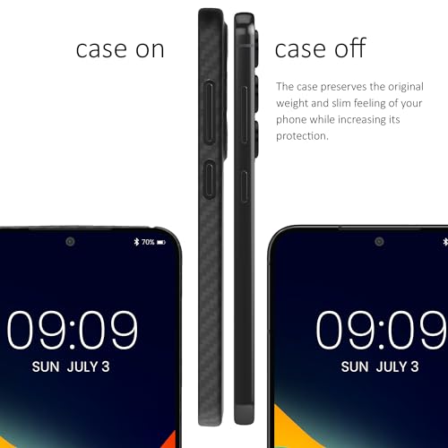 kalibri Aramid Fiber Case Compatible with Samsung Galaxy S24 - Case Super Slim Strong Protective Phone Cover - Black Matte - size: Galaxy S24