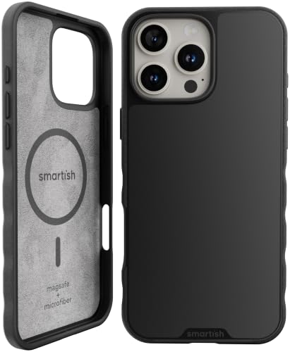 Smartish iPhone 16 Pro Max MagSafe Case, Gripmunk, Slim Grip Case, Black | Thin, Grippy & Protective, Magnetic with Microfiber-Lined Interior, Drop-Tested from 6 Feet, Raised Edges for Screen & Camera - color: Black Tie Affair (MagSafe), size: iPhone 16 P