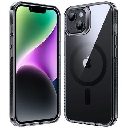 Supdeal Magnetic Clear Case for iPhone 13/14, [Compatible with MagSafe] [Non Slip Bumper & Not Yellowing] Military Grade Shockproof Transparent Silicone Phone Cover, 6.1", Black - color: Black, size: iPhone 13/14