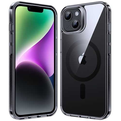 Supdeal Magnetic Clear Case for iPhone 13/14, [Compatible with MagSafe] [Non Slip Bumper & Not Yellowing] Military Grade Shockproof Transparent Silicone Phone Cover, 6.1", Black - color: Black, size: iPhone 13/14