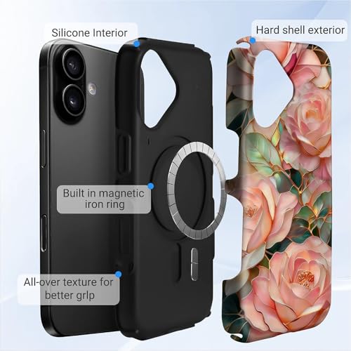 Case for iPhone 17 | Anti-Slip Side Handle| Bold Protective Design | Compatible with MagSafe | Stained Glass Pink Flower | - color: Stained Glass Pink Flower, size: iPhone 17