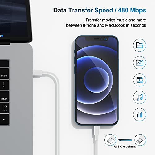 for iPhone Charger Fast Charging 10 FT, Long USB C to Lighting Cable 10 Foot with 20W USB C Rapid Phone Charger Block, Compatible with iPhone 14 Pro/13Pro Max/12/11Pro/Mini, 2 Pack-White - color: White, size: 10FT+10FT