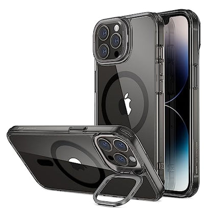 ESR Magnetic Phone Case for iPhone 14 Pro Max, Compatible with MagSafe, Built-in Camera Ring Stand, Military-Grade Protection, Classic Kickstand Case (HaloLock),Clear Black - color: Clear Black, size: iPhone 14 Pro Max 6.7inch