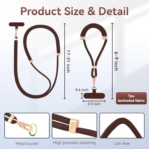 VVAAGG Cell Phone Lanyard for iPhone Crossbody Phone Strap - color: Coffee