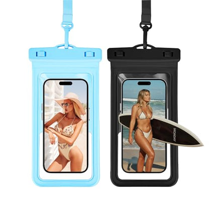 Waterproof Phone Pouch, with Inside Card Holder, Large Waterproof Case Compatible with iPhone 17 16 15 14 13 Pro Max, Beach Cruise Essentials, 2 Pack, Blue and Black - color: A3-Blue and Black