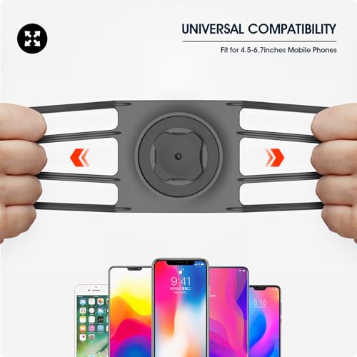 Bike Stem Phone Mount with Shockproof Silicone Grip – Quick-Lock Aluminum Out-Front Holder with Quad Safety Buckles & Elastic Strap, Fits 4.0”–6.7” Phones – Secure Fit for Road & Urban Rides - style: 【4-Buckle Style】Handlebar Mount + Silicone Adapter - Bl