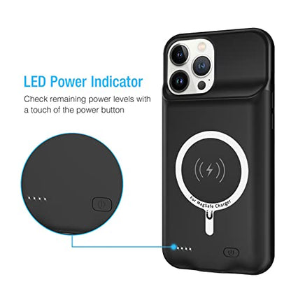 Battery Case for iPhone 14 Pro Max, Enhanced 12000mAh Portable Protective Wireless Charging Case Support Carplay Compatible with iPhone 14 Pro Max (6.7 inch) Rechargeable Battery Charger Case (Black) - size: iPhone 14 Pro Max