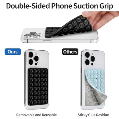 Silicone Suction Phone Case Adhesive Mount, Hands-Free Strong Grip Holder for Selfies, Silicon Adhesive Stand Sticky for Cell Phone (Black) - color: Black