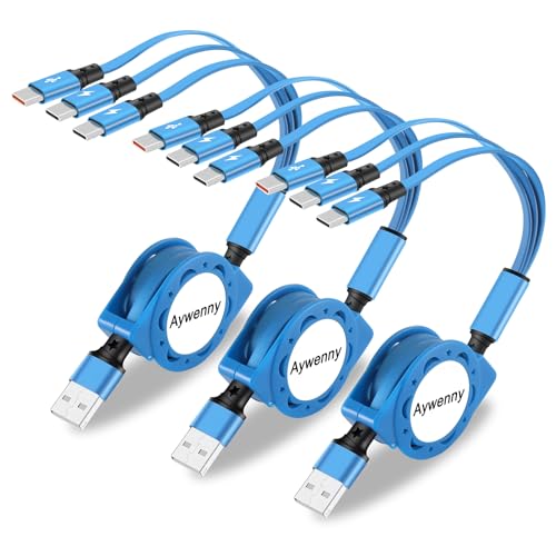 USB C Splitter Multi Charging Cable,3 in 1 Fast Charging Cord,3.3Ft 3 Pack - color: Blue