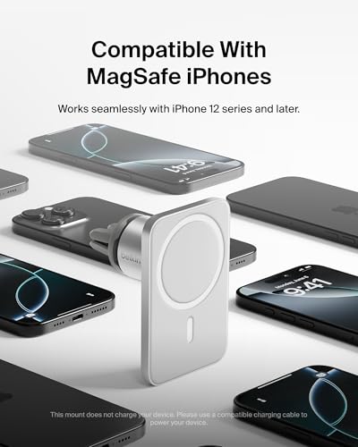 Belkin Magnetic Vent Mount Pro, MagSafe-Compatible Phone Holder for iPhone - style: New