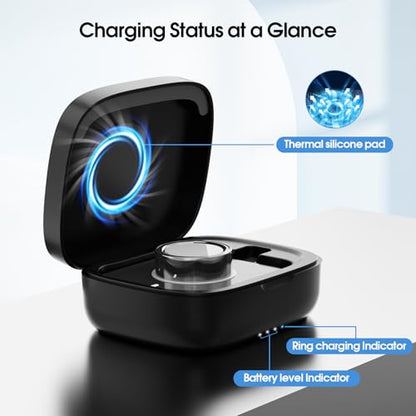 Charging Case Compatible with Oura Ring Gen 5/4/3 Official Charger, Portable Wireless Charging Box with 1000mAh Capacity, Fits All Ring Sizes, 30-Day Runtime (Official Charger Not Included) - color: Black