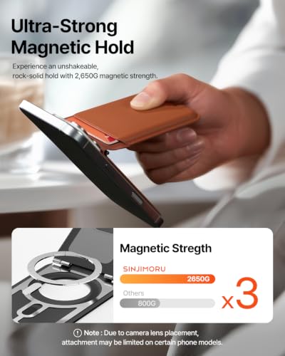 Sinjimoru Magnetic Wallet Stand for MagSafe, 3-Card Holder, Carbon Black - color: Carbon Black