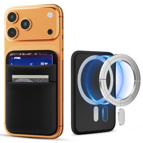 SHANSHUI Wallet for Magsafe, Stretchy Magnetic Phone Wallet Card Holder for Back of Phone Compatible with iPhone 17/16/15/14/13/12 Mini/Plus/Pro/Pro Max - color: 2700Gs Black