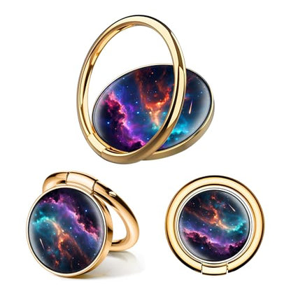 Cell Phone Ring Holder, Cute Phone Ring Grip Stand, 360°Rotation Funny Metal Kickstand Finger Grip Luxury Universe - color: Luxury Universe