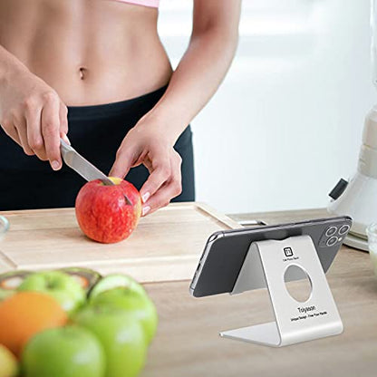 Cell Phone Stand - Aluminum Desktop Phone Holder, Anti-Slip, Universal Fit - color: Silver