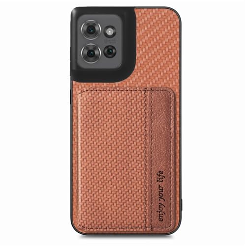 for Motorola Moto G Power 2026 Case Wallet with Card Holder Brown | Shockproof Protective Phone Cases Cover, Carbon Fiber Pattern Design, Built-in 2 Credit Card Slots, Hidden Magnetic Closure - color: Brown