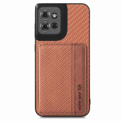 for Motorola Moto G Power 2026 Case Wallet with Card Holder Brown | Shockproof Protective Phone Cases Cover, Carbon Fiber Pattern Design, Built-in 2 Credit Card Slots, Hidden Magnetic Closure - color: Brown