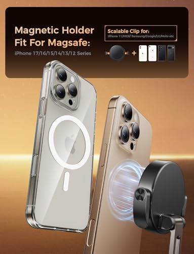 MAGIC JOHN for Magsafe Car Mount, Magnetic Phone Holder for Car - color: Black