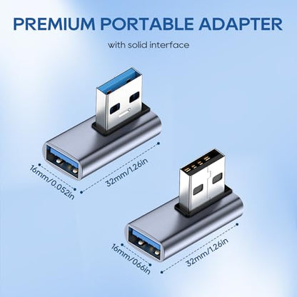 UCEC 90 Degree USB 3.2 Adapter, USB 90 Degree Adapter USB Angle Adapter - style: 2Pack A Male to A Female (Grey)