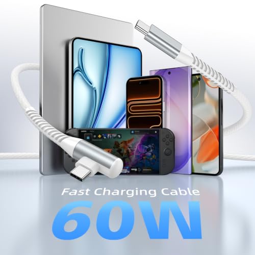 iMangoo USB C Cable 60W Fast Charging 16ft Long Braided-Durable Cord White - color: White