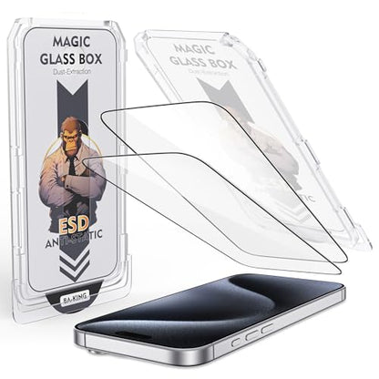 Compatible with iPhone 15 Pro Max Screen Protector with Auto-Alignment Install Kit [Full Edge Coverage] Shatterproof Tempered Glass Screen Protector for iPhone 15 Pro Max 6.7" [2 Pack] - size: iPhone 15 Pro Max