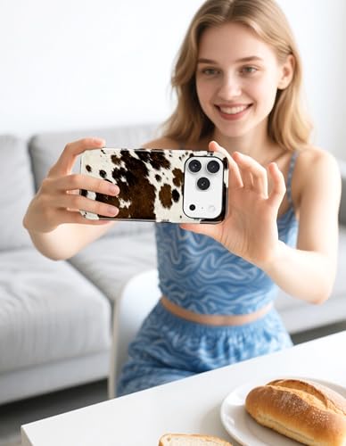 Jusy Magnetic Brown Animal Phone Case for iPhone 17 Pro Max,Cow | Compatible with MagSafe, Cute Aesthetic Cow Design, TPU and PC Protective Shockproof Cover - color: Cow