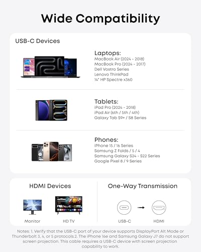 Anker HDMI Cable, 4K@60Hz Ultra-Fast Nylon-Braided USB C to HDMI Cord with Advanced Shielding, Thunderbolt 5/4/3, for MacBook, iPad, iPhone, HD TV, and More(3FT,Black) (Pack of 2) - size: 3FT (Pack of 2)