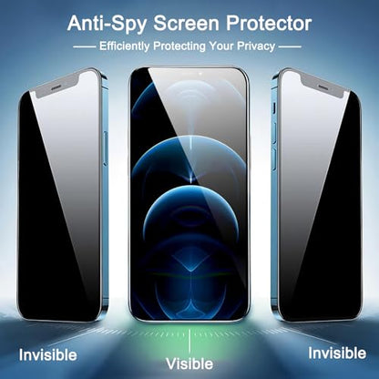 2 Pack Privacy Screen Protector [Auto-Alignment, Auto-Dust Removal] Easy Installation Full Coverage Shatterproof Anti-Spy Tempered Glass Film (for iPhone 12/12 Pro-6.1 Inches) - size: for iPhone 12/12 Pro-6.1 Inches