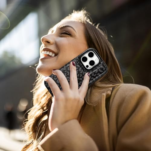 HAOPINSH for iPhone 16 Pro Wallet Case with Card Holder, Black Leopard Cheetah Pattern Back Flip Folio PU Leather Kickstand Card Slots Case for Women Girls, Double Magnetic Clasp Shockproof 6.3" - color: Black Leopard