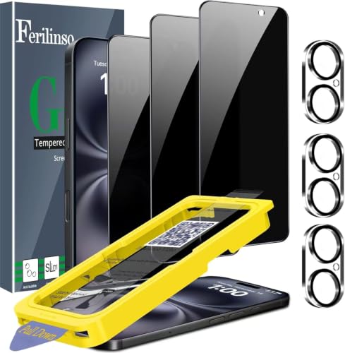 Ferilinso Privacy Screen Protector for iPhone 16 Plus, Tempered Glass - size: iPhone 16 Plus