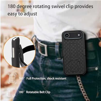 for iPhone Air Stand Case, Belt Clip Holster Screen Protector-Black | Camera Lens Protector, Swivel Kickstand Holder, Slim Shell Pouch Full Body Protective, Rugged Shockproof Cell Phone Cover - size: iPhone Air