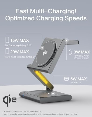 Qi2 Wireless Charging Station for Samsung Galaxy, Watch & Buds, 4 in 1 - color: Grey