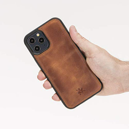 Venito Lucca Leather Case Compatible with iPhone 12 Pro Max (6.7 inch) – Extra Secure with Padded Back Cover (Antique Brown)* - color: Antique Brown, size: iPhone 12 Pro Max