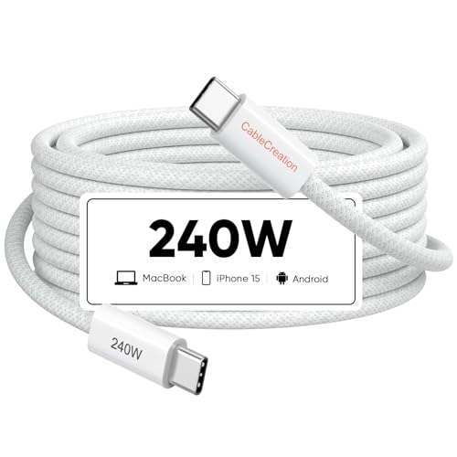 CableCreation USB C to C Fast Charging Cable 240W 6.6FT for iPhone 16 15 - color: White, size: 6.6FT, style: 240W