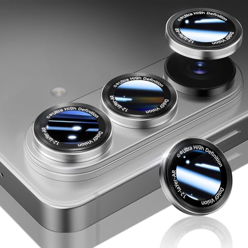 HelloDeere for Samsung Galaxy S26/S26 Plus Camera Lens Protector, Military-Grade 9H+ Tempered Glass AR Optical Tech HD Anti-Glare Anti-Scratch Metal Individual Ring Easy Install Case Friendly, Silver - color: S26/S26 Plus(Silver)