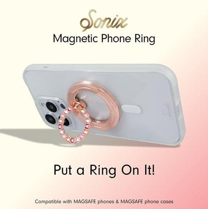 Sonix Magnetic Phone Grip and Phone Ring Holder - Compatible with MagSafe - Rotatable Kickstand and Phone Holder for iPhone 16, 15, 14, 13, 12 Series - Rose Gold/Multi Rhinestone - color: Rose Gold / Multi Rhinestone