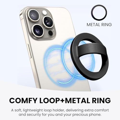 Magnetic Silicone Phone Grip Ring Holder Compatible with MagSafe Phone Case - color: Black